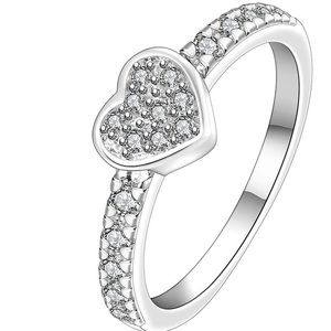 925 Silver Plated Heart Ring with inlaid Zirconia